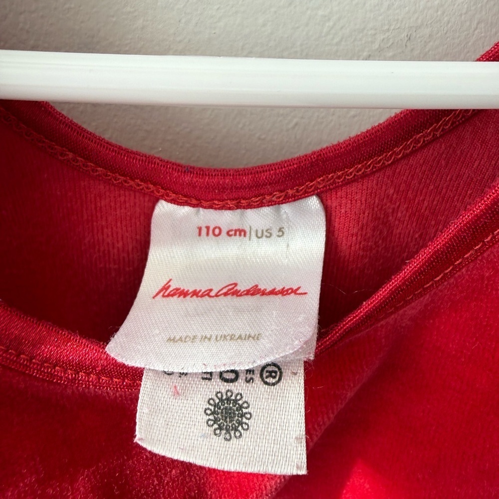 Hanna Andersson Red Velour Long-Sleeve Scoop Neck Skater Dress 5 - Picture 5 of 5